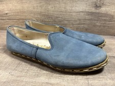 Sabah Blue Leather Loafers Shoes Handcrafted Turkey Womens Size EU 41 US 9, 9.5 picture