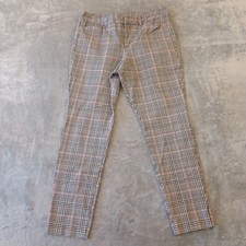 Old Navy Pixie Ankle Pants Womens Size 12 Black Pink Plaid 32x27 Mid Rise picture
