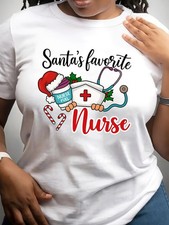 Santa's Favorite Nurse T-Shirt, Christmas Nurse Fuel Graphic Tee picture