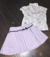 2008 Gymboree Petite Mademoiselle Shirt Skirt 5 Purple Paris Outfit Set  picture