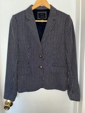 J.Crew Schoolboy Blazer Womens 8 Navy White Pattern Gold Buttons picture