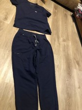 LOT FIGS Scrubs Top and Bottom Pants Shirt Set Dark Blue Medium PO#2982 PO#1670 picture
