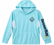 BesserBay Boys Kids Fishing Shirt Hooded Rash Guard UPF 50+ XXXL 170 Blue Hoodie picture