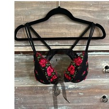 NWT Vintage 02 Victoria's Secret Rose Embroidered Bra Lace Y2K Dark Fairy Whimsy picture