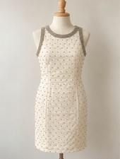 Vintage 2000’s Carmen Marc Valvo Silver Beaded White Bridal Cocktail Dress picture