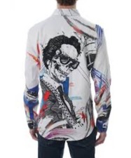 Robert Graham Rock House Skull Beaded Emboidered Shirt White Size 2XL NWT picture