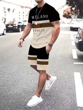 Milano T-Shirt & Shorts Italia Logo. Printed Italian Flag. Large ( US 40 ). New picture