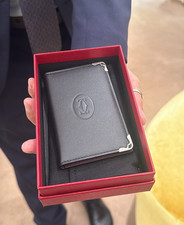 Cartier Must De Cartier Black Calfskin Leather Card Holder 6CC Wallet NIB New picture