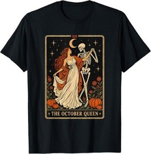 The October Queen Vintage Halloween Skeleton Tarot Card T-Shirt picture
