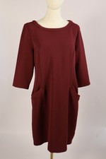 Boden Burgundy Shift Dress, 3/4 Sleeve, Pockets, Women’s US 12R, UK 16R picture