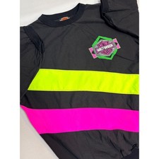 Vintage Harley Davidson 80s Neon Colorblock Pullover Shirt S/M 1988 R.K.Stratman picture