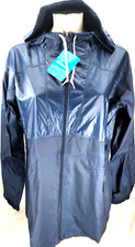 NEW Columbia Flashback Full Zip Hooded Windbreaker Navy Blue Jacket Women's L picture