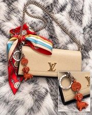 SET of Restored Louis Vuitton  Capucines Long Wallet/Clutch+Silk Scarf+BagCharm picture