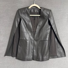 BCBG MAXAZRIA Jacket XS Brown Upas Faux Leather Cape Open Sleeve Edgy Modern picture