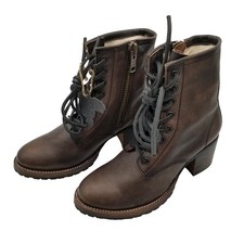 Freebird Cavalier Boot Women 7 Brown Leather Lace Up Distressed Ankle Boot picture