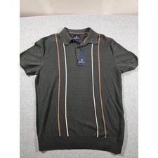 Ben Sherman Mens Knit Polo Shirt Canopy Green Vertical Stripe BS35SR117 Size M picture