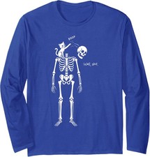 Boop Well Funny Skeleton Cat Knocking Head Long Sleeve T-Shirt picture