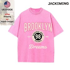 Y2K Oversized Washed City Cursive Graphic Tee Vintage Streetwear Script T-Shirt picture