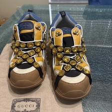 GUCCI Flashtrek Leather Crystal Sneaker “Tan” Men’s Size 11 picture