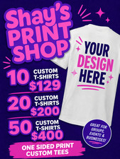 Bulk 10, 20, 50 Custom T-Shirts $129, $200, $400 One Side Print S-3XL Fast  picture