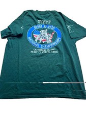Rare VTG 90s Fruit of the Loom Best XL Green Sport Ju-Jitsu Staff Graphic Tee picture