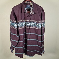 Roper Vintage Southwestern Aztec Pearl Snap Long Sleeve Plum Purple  Shirt XL picture