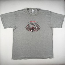 Vintage World Series Of Poker Shirt Mens XL Gray Flaming Spade Casino Y2K picture