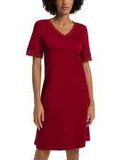 HANRO Moments Short Sleeve Nightgown Red Dahlia Women's Size S NWT picture