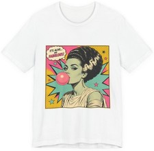 Retro Pop Art Monster Girl Bubblegum T-Shirt Portrait Vintage Colors Tee picture
