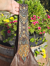 Marilyn Bag #2789 Distressed Brown Leather Fringe Studded Shoulder Bag picture
