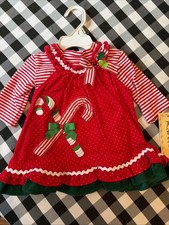New Rare Editions 2pc Candy Cane Corduroy Jumper Dress picture