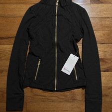 lululemon Define Women's Black Gold Zipper Nylon Jacket w/Pockets Stretch Size 6 picture