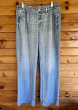 Seven7 Illusion Women's Jeans Blue Light Wash Wide-Leg Relaxed Fit Size L picture