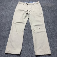 Gustin California Straight Chinos Men 33x28 Khaki Tan Cotton Twill Button Fly picture