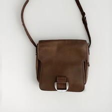 Vintage Delvaux Brown Leather Hook Closure Adjustable Strap Crossbody Purse picture