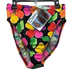 Vtg 90s Catalina Bikini Bottoms Womens M High Cut Swimsuit Tropical Floral NOS picture
