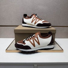 J.M. WESTON Sneaker, On My Way Knit Slip On Low Top, White/Brown, 6-11 US Size picture