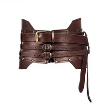 Medieval Leather Buckle Waist Belt SCA LARP Viking Renaissance Cosplay Costume picture