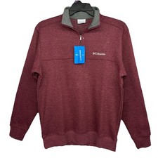 NEW Columbia 1/2 Zip Fleece Pullover / Men’s (S) Maroon Cotton Blend NWT picture