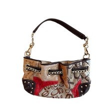 vintage y2k bebe patchwork hobo bag, mixed texture monogram shoulder purse picture