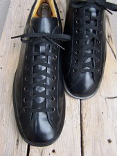 SANTONI Mens Casual Dress Shoes Black Leather Italian Lace Up Sport Oxfords 8D picture