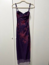 Fashion Nova Floral Mesh Lace Up Maxi Dress Purple XS New With Tags picture