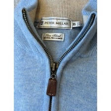Peter Millar Mens Quarter Zip Sweater XL Light Blue Wool Cashmere Luxe Blend picture