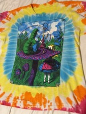 VTG 90s Sz M Alice In Wonderland T-Shirt Front and Back Print Tye Dye Rare USA picture
