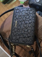 Calvin Klein CK Sequin Monogram Black Brown Crossbody Purse Gold Hardware NWT picture