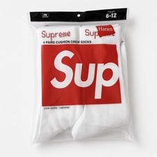 Supreme X Hanes Crew Socks - White, 4 Pack, Size 6-12 (Same Day Shipping) picture