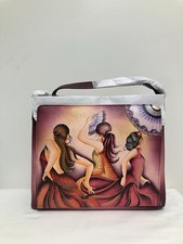 Anna by Anuschka Handpainted Leather Organizer Crossbody/Shoulder Bag Flamenco picture