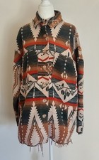 Veveret Aztec Knit Oversized Jacket Women’s M Brown Western Cowgirl Boho Frayed picture
