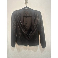Rare Kate Moss Topshop Metallic Tuxedo Blazer Cropped Shimmer Jacket US 2 picture