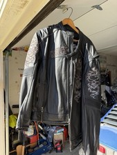 Harley-Davidson Men's 2XL Leather Motorcycle Jacket Flaming Skull Riding Gear picture